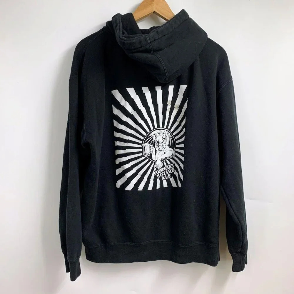 Arrogant Bastard Men's‎ Black Demon Logo Full Zip Hooded Sweatshirt Size M